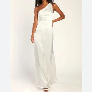 Lulu's Ivory Satin Column Wedding Gown